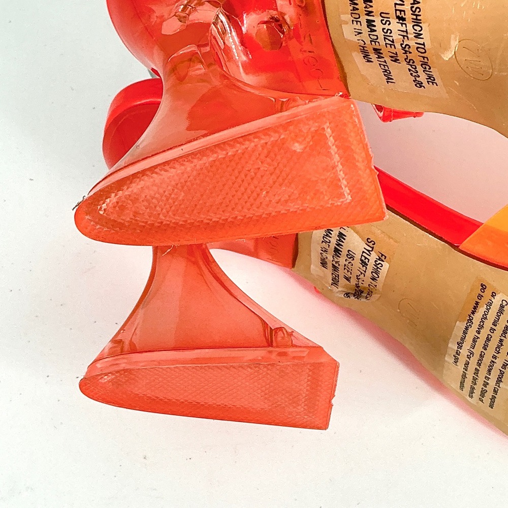 Fashion To Figure Plus Size 7W 7 Wide Neon Orange Clear Heel Pump NEW Jacki $105 - Picture 10 of 14